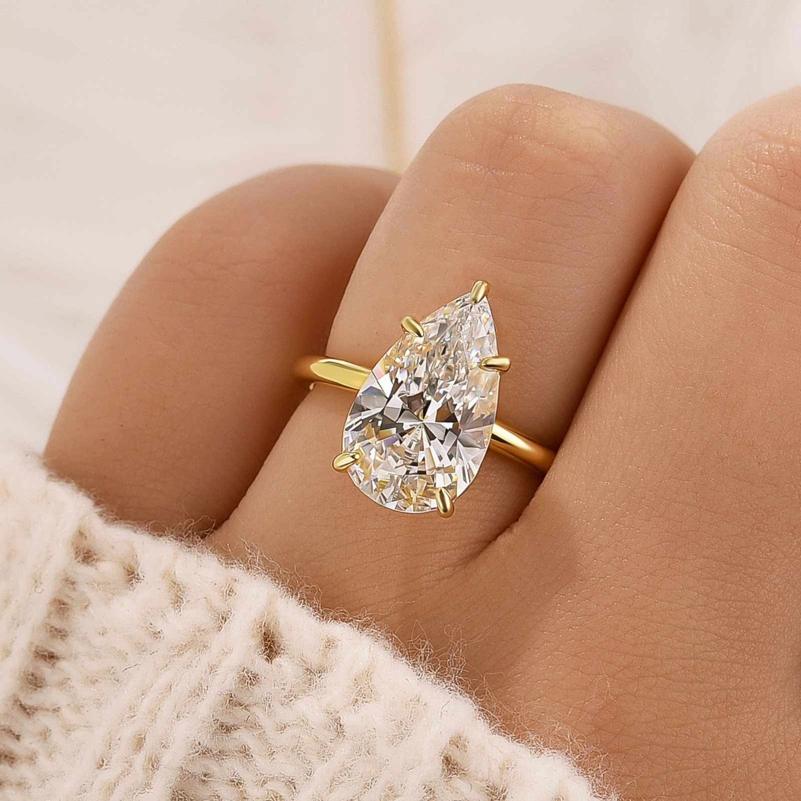 4.5Ct Pear Cut Engagement Ring Travel Ring In Sterling Silver Season Ready