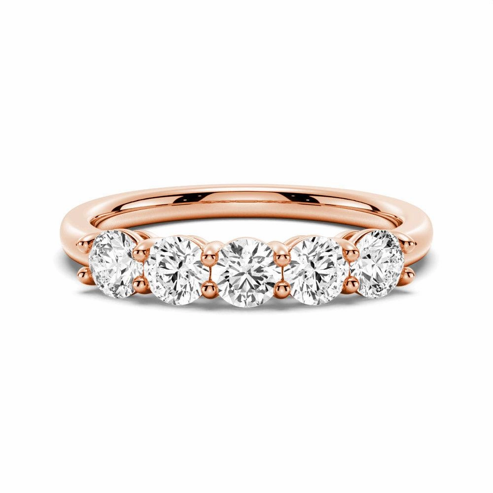 3.75mm 5 Stone Shared Prong Moissanite Anniversary Band Durable Accessory