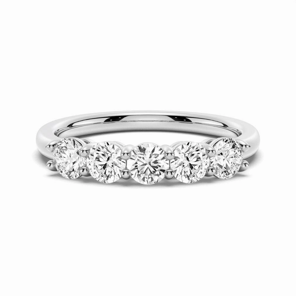 Everyday Luxury Smooth Fit 3.75mm 5 Stone Shared Prong Moissanite Anniversary Band