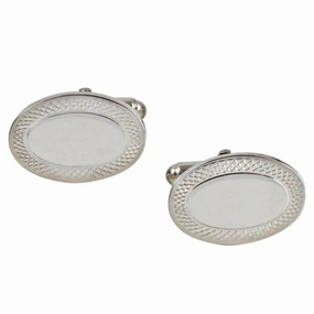 Graceful Choice Oval Sterling Silver Hallmarked Cufflinks with Engraved Edge