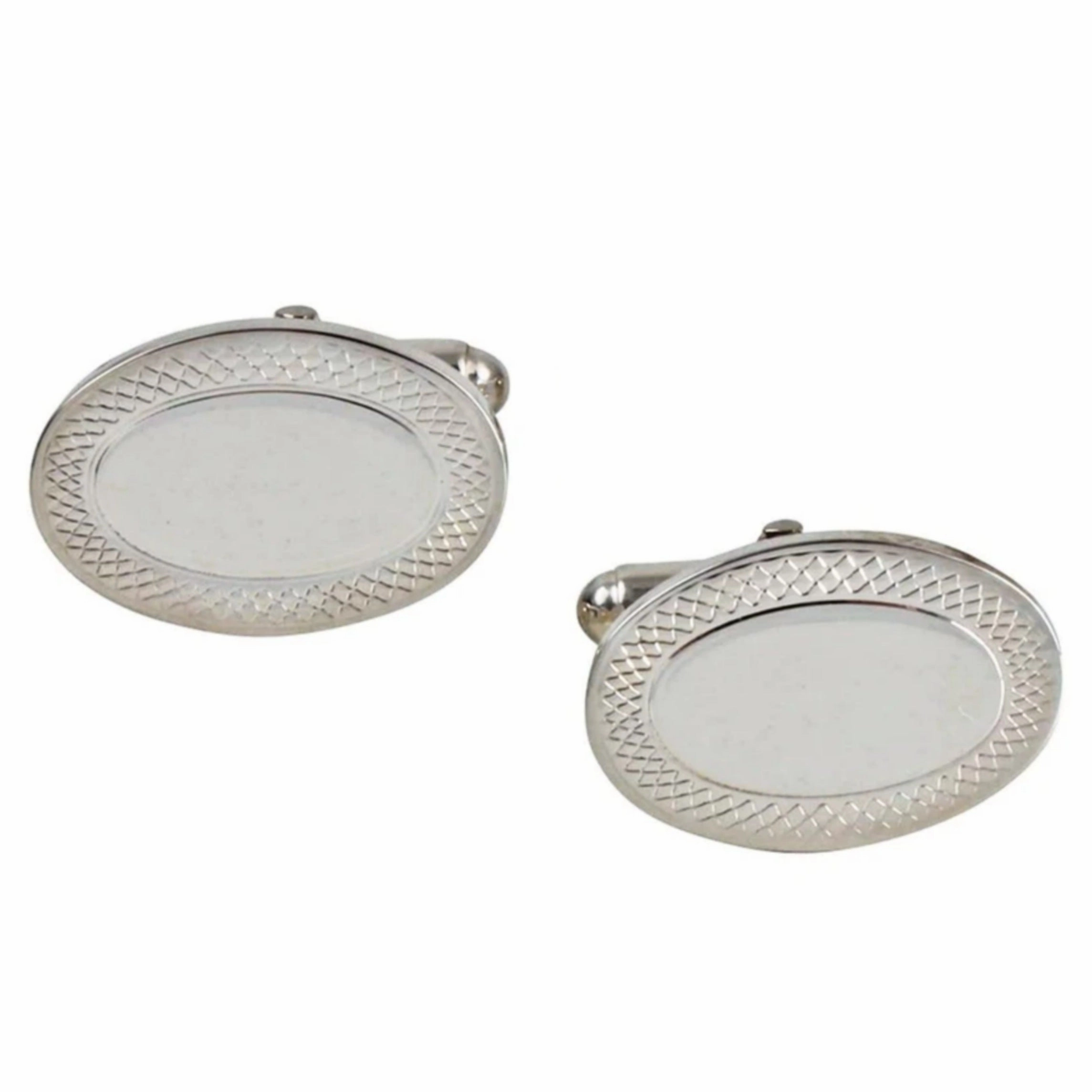 Graceful Choice Oval Sterling Silver Hallmarked Cufflinks with Engraved Edge