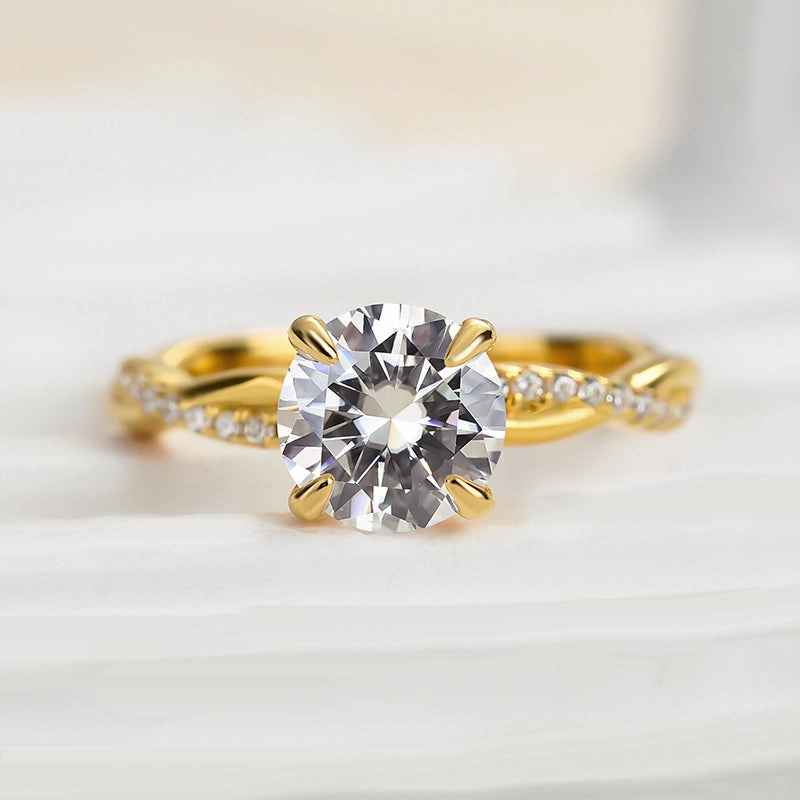 Polished Present Louily 1.25 Carat Twist Round Cut Engagement Ring In Sterling Silver