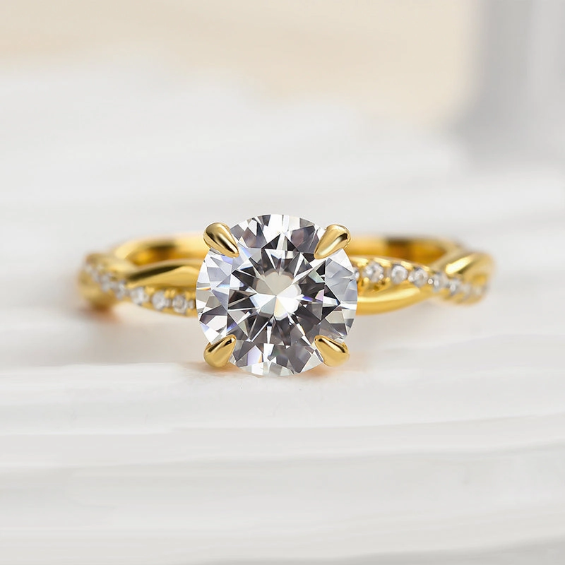 Louily 1.25 Carat Twist Round Cut Engagement Ring In Sterling Silver Excellent Art