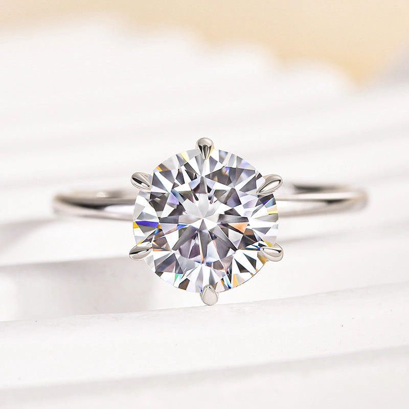 Refined Form Contemporary Touch Louily 2.0 Carat Moissanite 6 Prong Round Cut Promise Ring