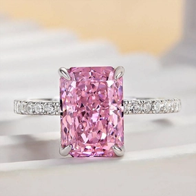 DIY project Graceful Balance Louily 3.3 Carat Simulated Diamond Pink Stone Radiant Cut Engagement Ring In Sterling Silver