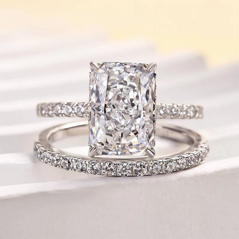 Sparkling Adornment Traditional Token Louily 3.5 Carat Radiant Cut Wedding Ring Set In Sterling Silver