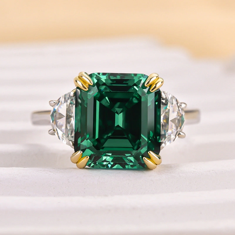 Couple Present Louily 4.5 Carat Paraiba Tourmaline Asscher Cut Three Stone Women's Engagement Ring In Sterling Silver