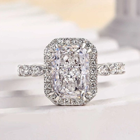 Sturdy Article Louily Attractive Halo Radiant Cut Engagement Ring