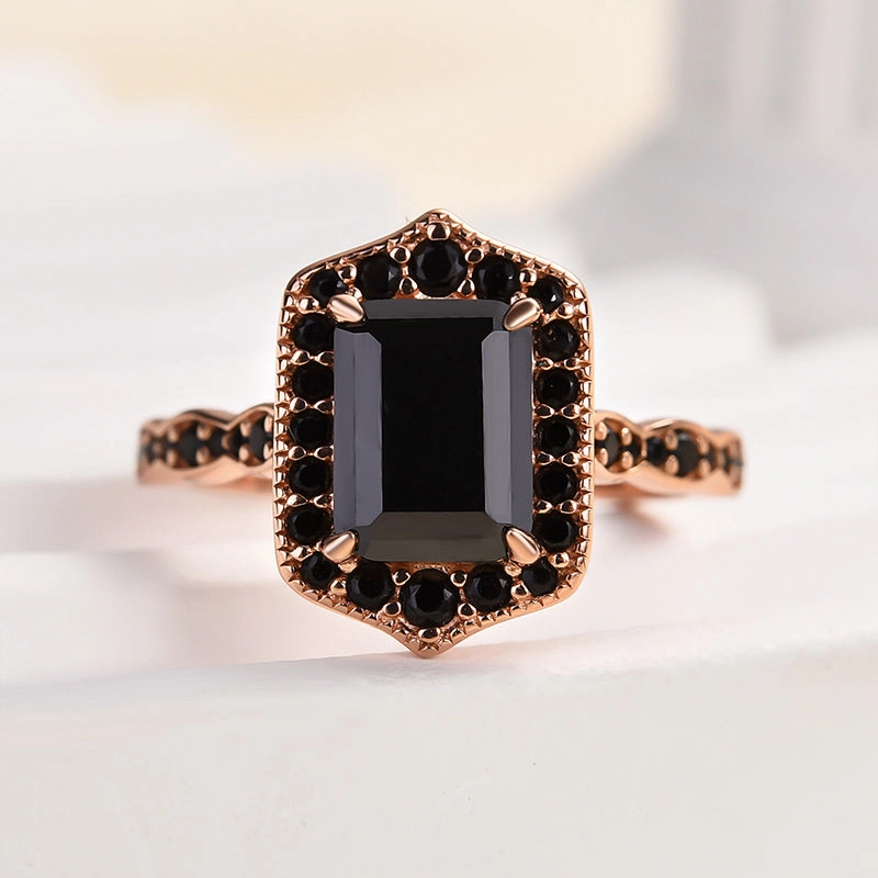 Charming Gift Louily Attractive Rose Gold Radiant Cut Engagement Ring