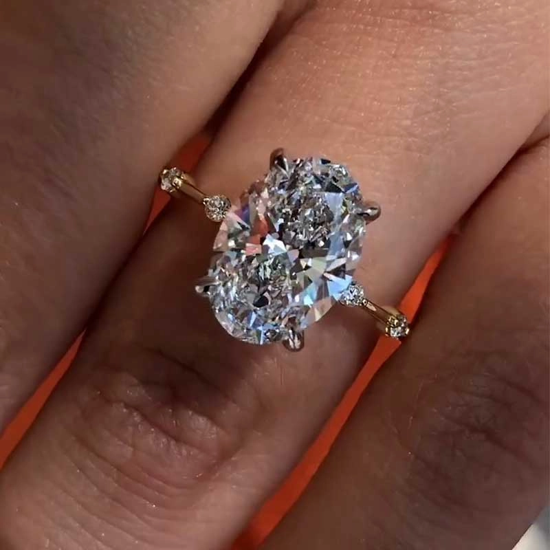 Low-Cost Decoration Louily Bright Yellow Gold Oval Cut Engagement Ring In Sterling Silver