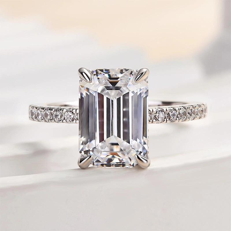 Personal Jewelry Louily Classic Emerald Cut Engagement Ring In Sterling Silver