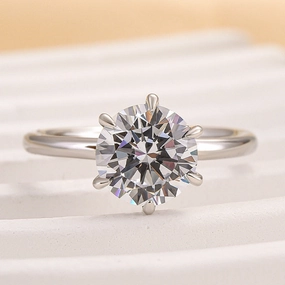 Louily Classic Round Cut Solitaire Engagement Ring In Sterling Silver Sparkling Jewelry