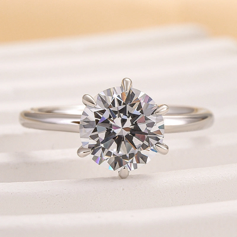 Louily Classic Round Cut Solitaire Engagement Ring In Sterling Silver Sparkling Jewelry