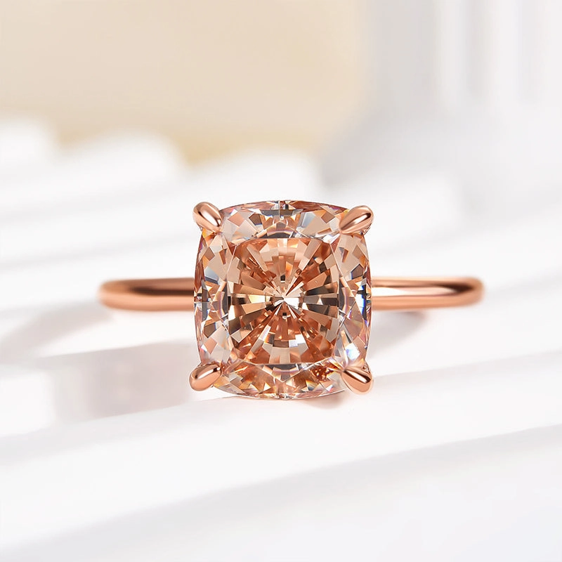 Louily Elegant 3.0 Carat Cushion Cut Champagne Engagement Ring for Women In Sterling Silver Custom Memento