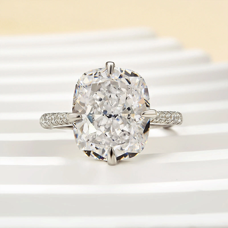Louily Elegant 6.0 Carat Cushion Cut Engagement Ring In Sterling Silver Lustrous Shine Event Friendly