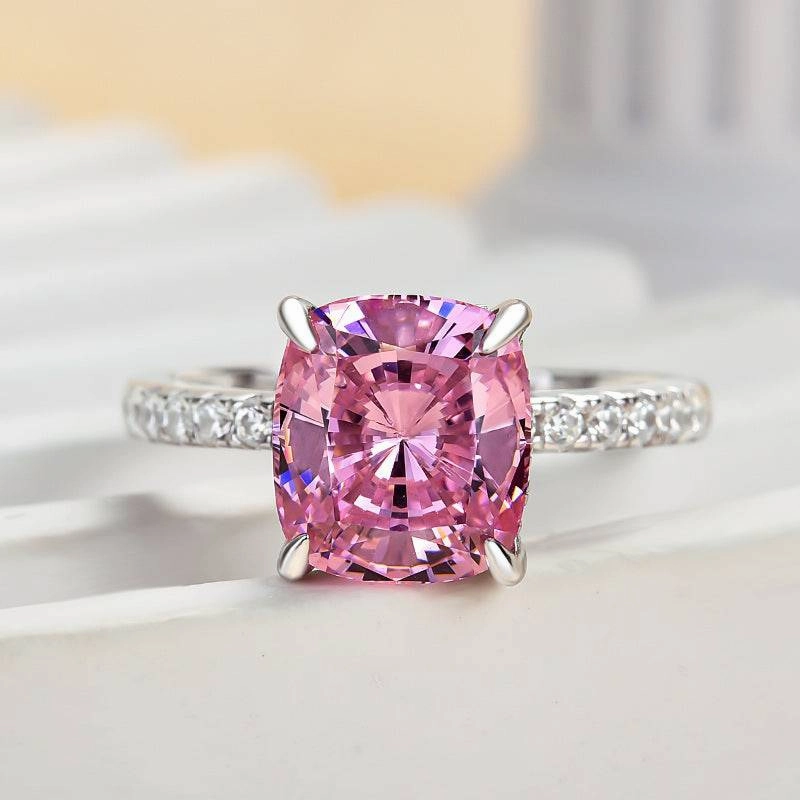 Louily Elegant Cushion Cut Pink Sapphire Women's Engagement Ring In Sterling Silver Industrial Made Stylish Addition