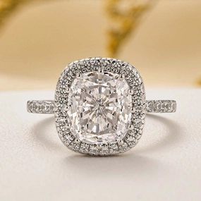 Casual accessory Louily Elegant Halo Cushion Cut Engagement Ring In Sterling Silver