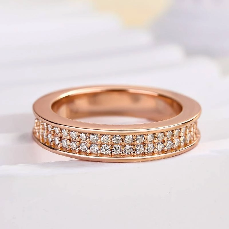 Louily Elegant Rose Gold Women's Wide Wedding Band In Sterling Silver Hypoallergenic Expression Comfortable Expression