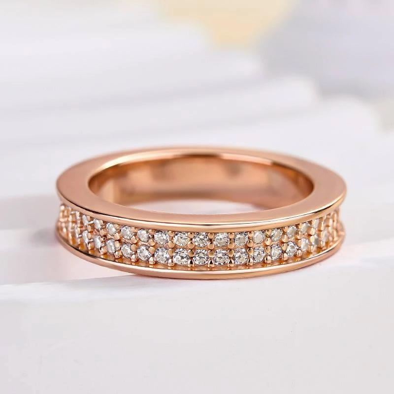 Louily Elegant Rose Gold Women's Wide Wedding Band In Sterling Silver Traditional Accessory
