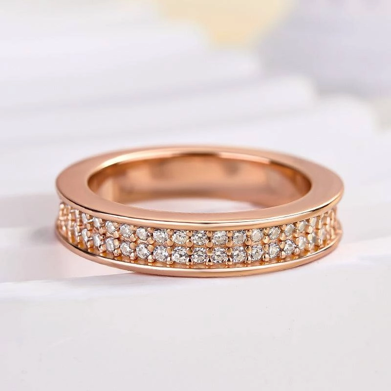 Louily Elegant Rose Gold Women's Wide Wedding Band In Sterling Silver Versatile Shine