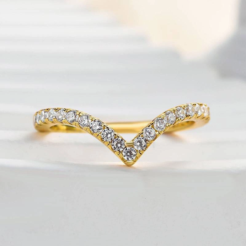 Louily Enchanting V-shaped Design Full Wedding Band All Occasions Glamorous Decoration