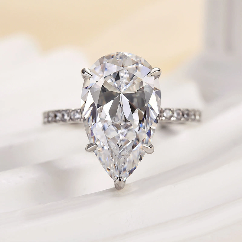 Louily Excellent Pear Cut Engagement Ring Affordable Gift Delicate Article