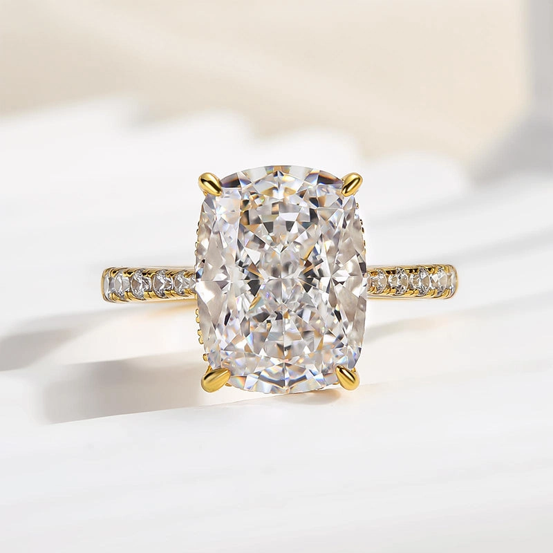 Louily Exclusive Crushed Ice Cushion Cut Engagement Ring For Women In Sterling Silver Contemporary Decoration Ornate Item