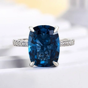 Louily Exclusive Cushion Cut Montana Blue Sapphire Engagement Ring In Sterling Silver Elegant Look Vintage Art