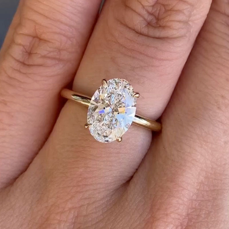 Louily Exclusive Oval Cut Engagement Ring In Sterling Silver Refined Expression