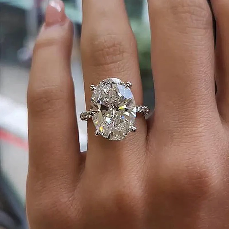 Louily Exclusive Oval Cut Simulated Diamond Engagement Ring Bold Present Creative Design