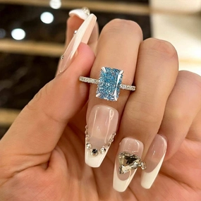 Sturdy Symbol Louily Exclusive Radiant Cut Light Aquamarine Blue Engagement Ring In Sterling Silver