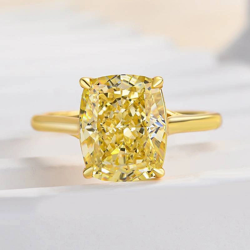 Gift Pack Louily Exquisite Yellow Stone Cushion Cut Engagement Ring