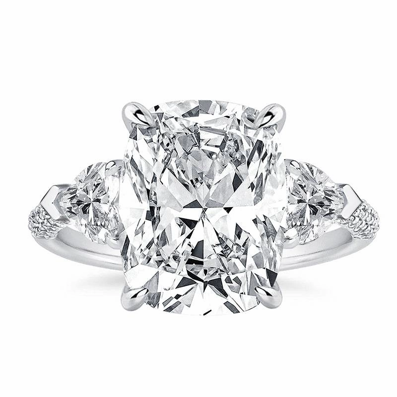 Louily Gorgeous Cushion Cut Three Stone Engagement Ring In Sterling Silver Modern Fashion