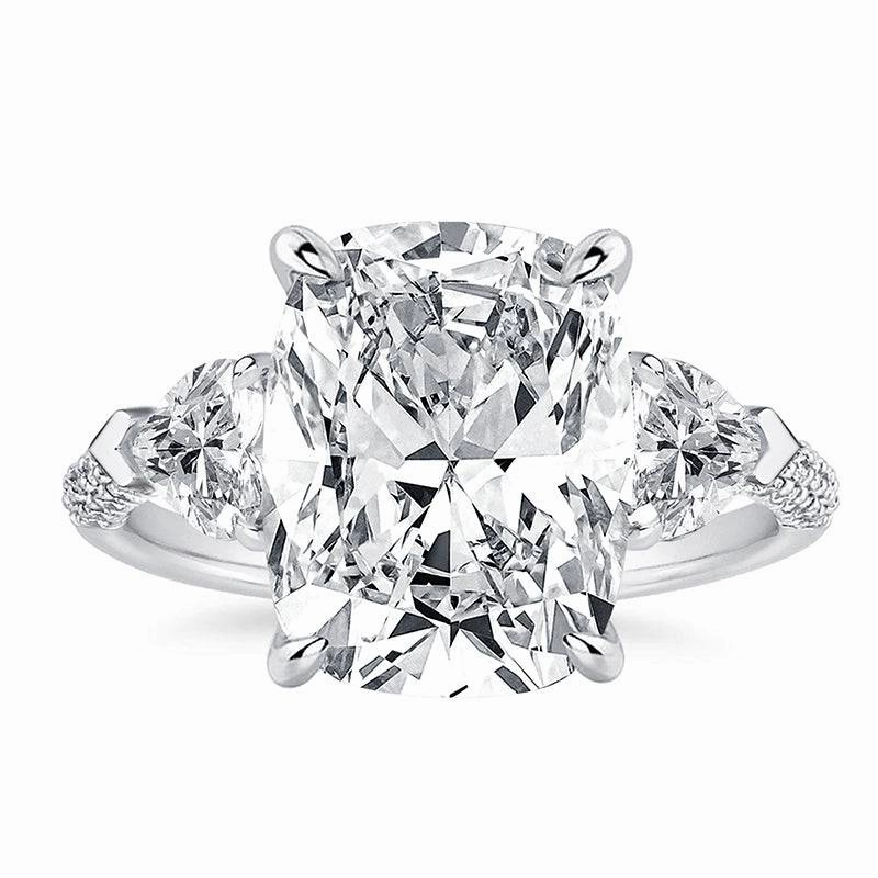 Louily Gorgeous Cushion Cut Three Stone Engagement Ring In Sterling Silver Hypoallergenic Accessory