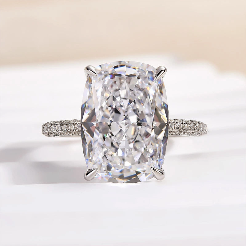 Louily Luxurious Elongated Cushion Cut Engagement Ring For Women In Sterling Silver All Size Fit Comfortable Product