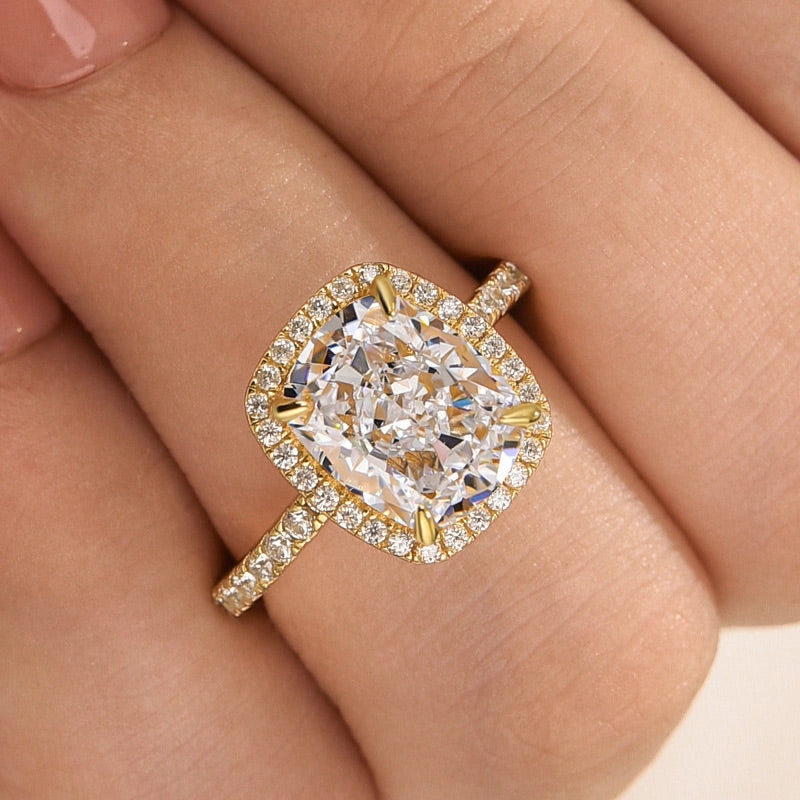 Louily Luxurious Halo Cushion Cut Simulated Diamond Engagement Ring In Sterling Silver Creative Trinket