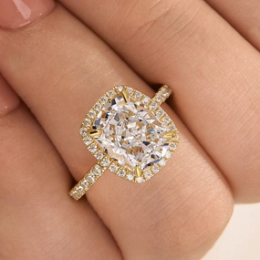 Gentle Outline Fantastic Ornament Louily Luxurious Halo Cushion Cut Simulated Diamond Engagement Ring In Sterling Silver