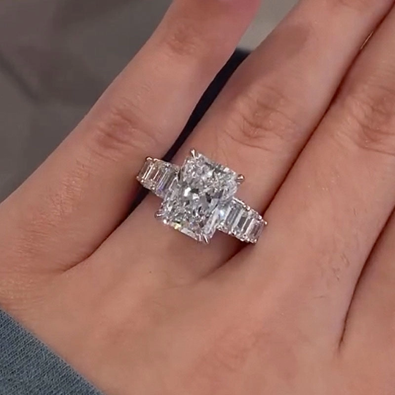 High-End Article Louily Luxurious Radiant Cut Engagement Ring In Sterling Silver