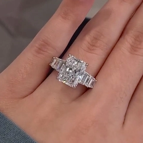 Groom Accessory Dressing Up Louily Luxurious Radiant Cut Engagement Ring In Sterling Silver