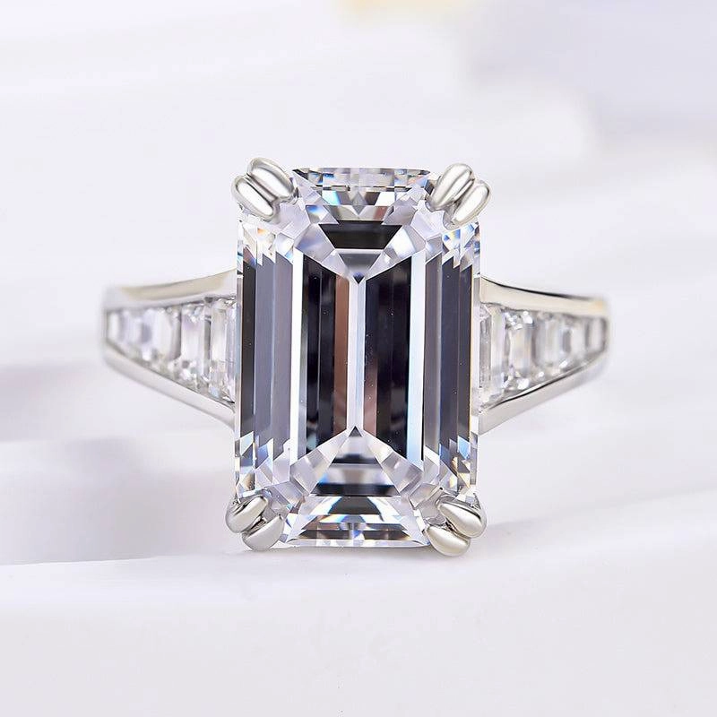 Louily Luxury Emerald Cut Engagement Ring In Sterling Silver Chic Product Secure Article
