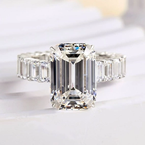 Louily Luxury Emerald Cut Engagement Ring In Sterling Silver Durable Art Superior Craft