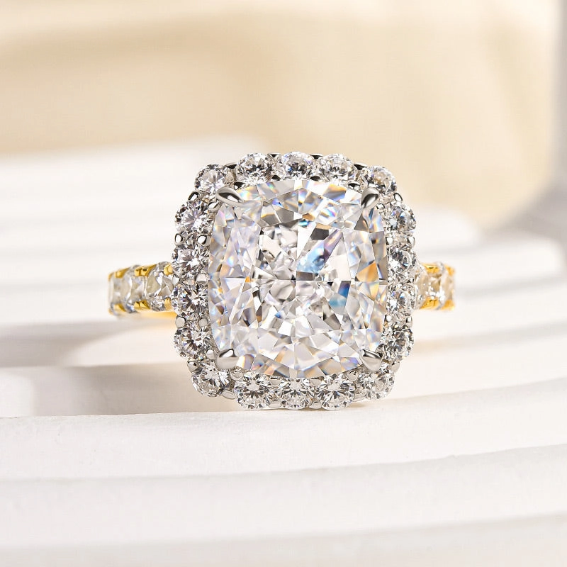 Glamorous Embellishment Vintage Inspiration Louily Luxury Halo Crushed Ice Cushion Cut Engagement Ring
