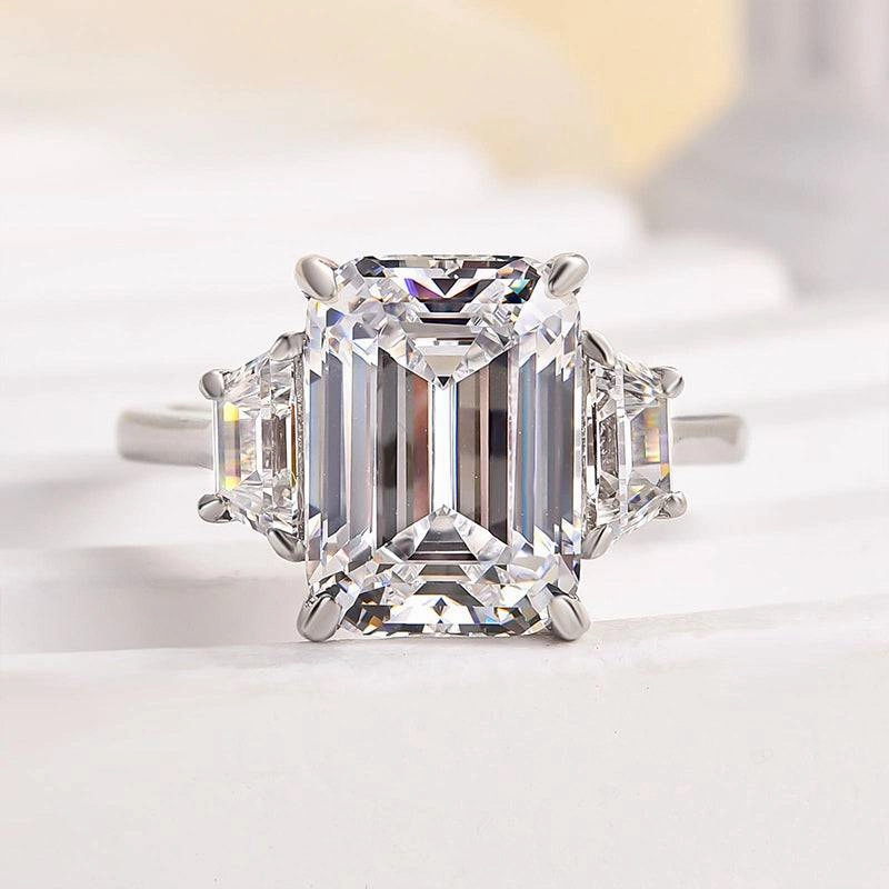 Signature Accessory Value Craft Louily Luxury Three Stone Emerald Cut Engagement Ring