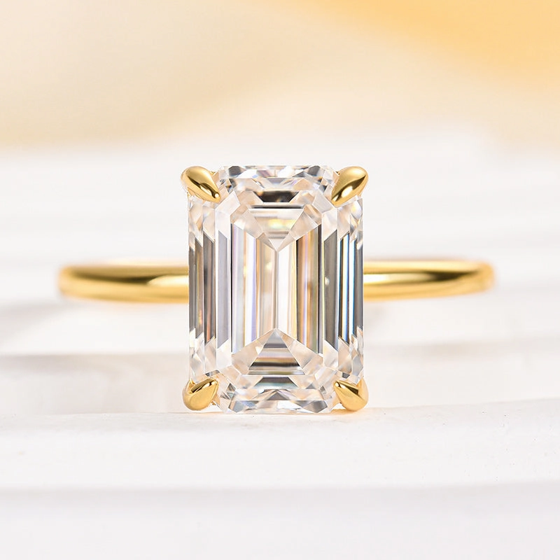 Unique Appearance Understated Elegance Louily Moissanite 3.5 Carat Emerald Cut Solitaire Engagement Ring