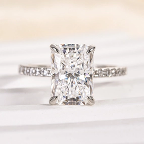 Elegant Geometry Sturdy Statement Louily Moissanite 3.5 Carat Radiant Cut Engagement Ring