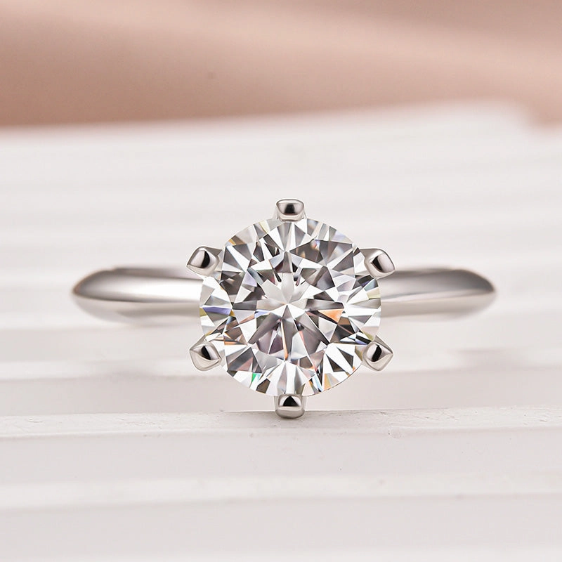 Louily Moissanite Classic 2.0 Carat Round Cut Engagement Ring Evergreen style Finished Goods