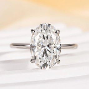 Elegant adornment Louily Moissanite Classic 4.0 Carat Oval Cut Engagement Ring