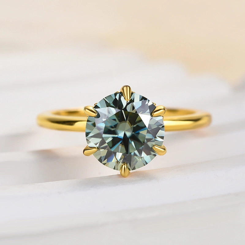 Beautiful Item Louily Moissanite Classic Round Cut Paraiba Tourmaline Engagement Ring