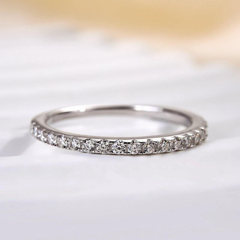High-End Style Louily Moissanite Half Eternity Thin Women's Wedding Band