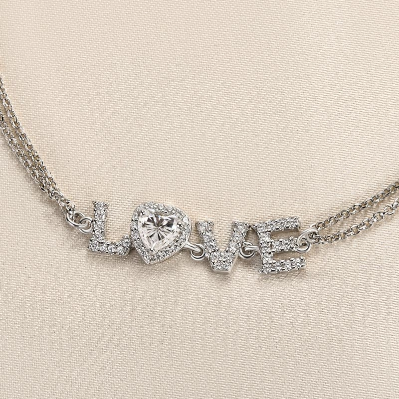 Louily Moissanite Heart-shaped Round Cut Bracelet Fluid Connection Height Of Fashion